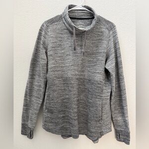 L.L. Bean Heathered Gray Mixed Knit Women's Cowl Neck Pullover EUC